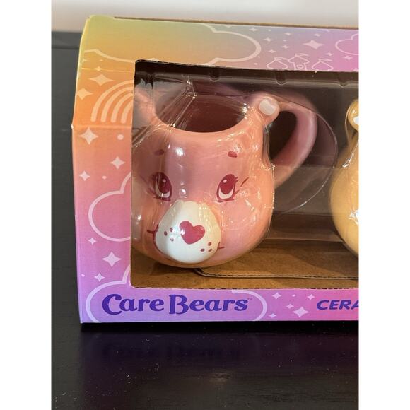 Care Bears Ceramic Sculpted Mini Mugs 3.5 oz Set Of 4 Pop Culture Retro - Picture 2 of 6
